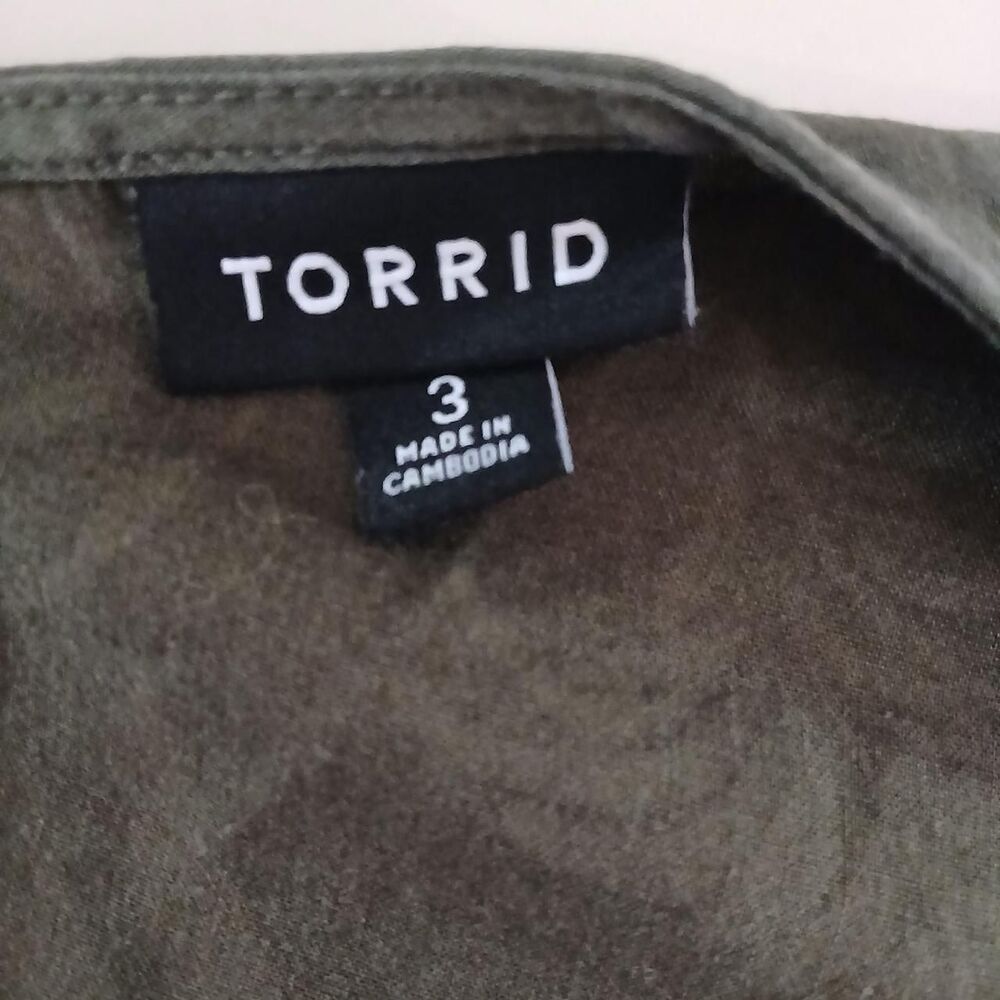 Torrid Mini V-Neck Button-Up Dress Lovely Jaco Olive 3X Tropical Granola Coastal - Picture 6 of 8